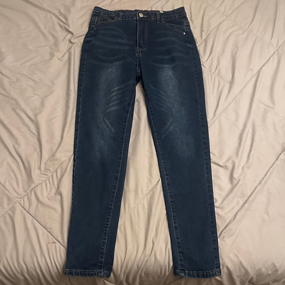 SHEIN Dark Blue Straight Leg Jeans